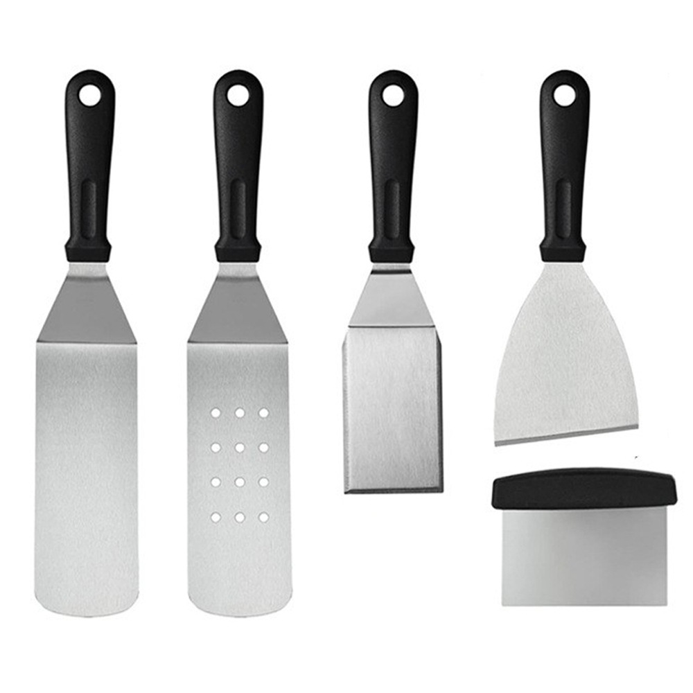 Juego de herramientas de barbacoa de acero inoxidable de Amazon, pala de cocina de barbacoa al aire libre, placa de hierro, pala de barbacoa, combinación de cuchillo, herramienta para hornear