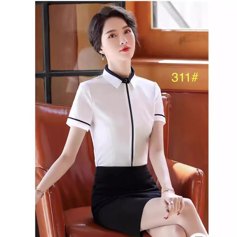 High Cotton Stretch shirt women's professional temperament formal wear non-ironing slim commuter work clothes light luxury personalized shirt