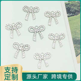 韩版镶嵌点钻饰品diy合金配件蝴蝶结项链手链单吊挂件配饰批发