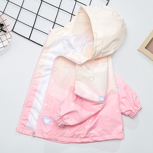 Women's Spring/Autumn Jacket 2024 New Fashion Children's Spring Gradient Casual Girl Spring Jacket Windbreaker