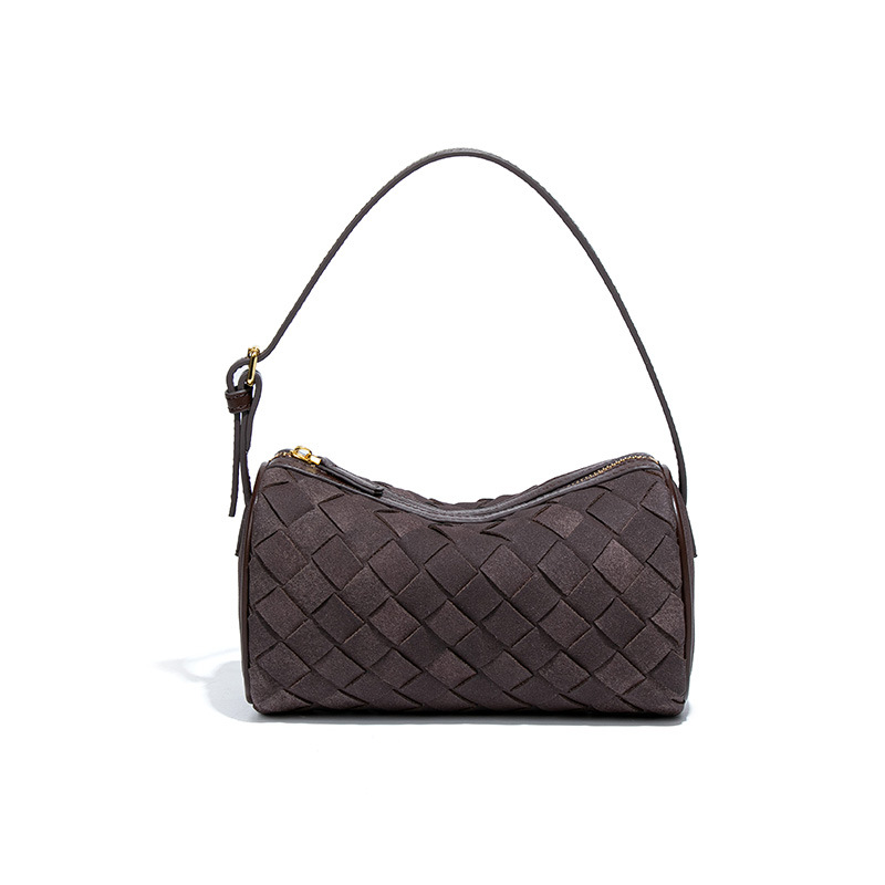 Autumn/Winter Matte Suede Cylinder Bag 2026 New Diamond Quilted Woven Handbag Casual Shoulder & Crossbody Bag For Women - Thumbnail 6