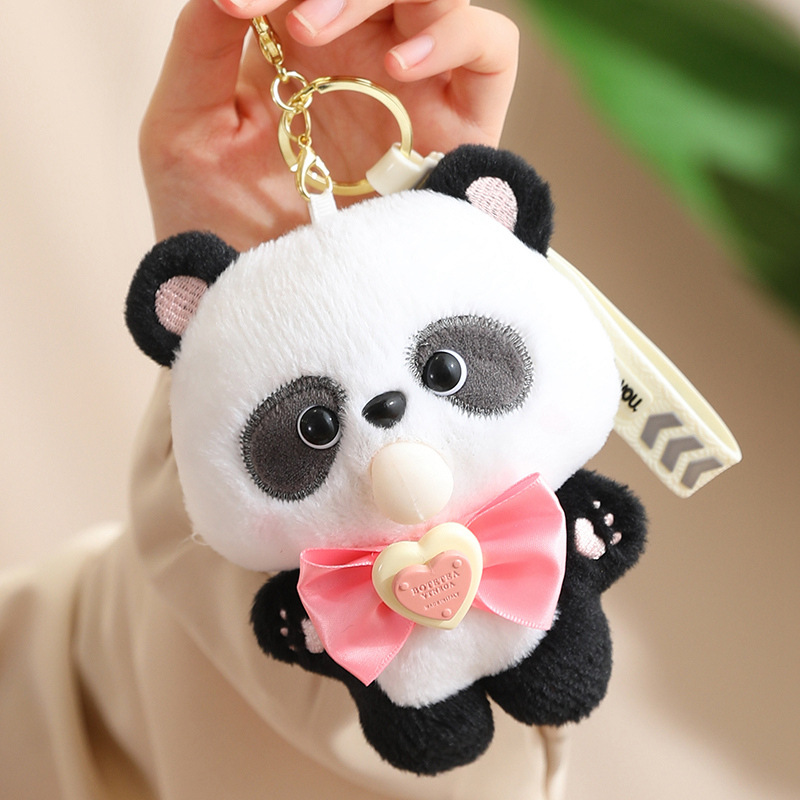 Burbuja de dibujos animados Panda muñeca de peluche de juguete bolsa de la cadena dominante del coche colgante mochila colgante pequeña muñeca
