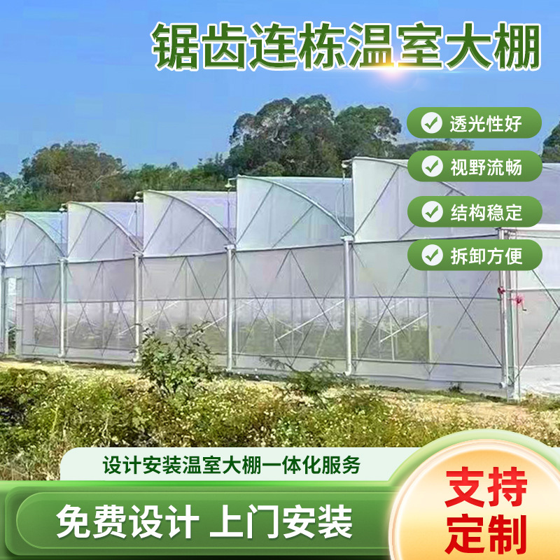 Serrated Multi-Span Greenhouse Frame for Crop Cultivation, Flower Exhibition, Planting, Agriculture, Hot-Dip Galvanized Planting Greenhouse