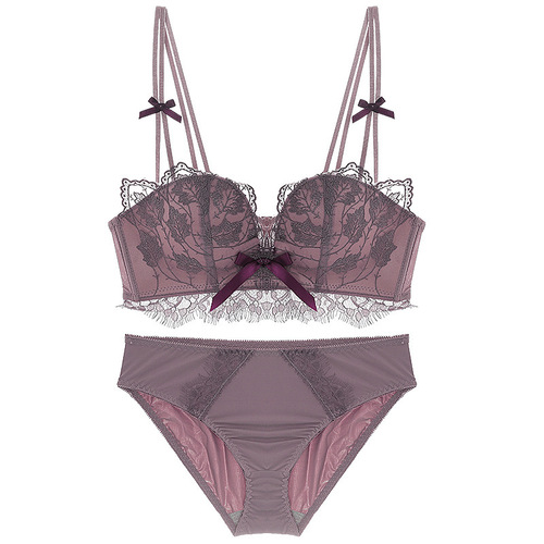 Lace Bra for Women, Wireless, Thin, Push-up, Small Cup, Enhances Cleavage, Bra Set, Adjusting Type, Sexy Backless Bra