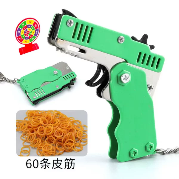 Green folding gun+60 rubber band+target [No pattern]