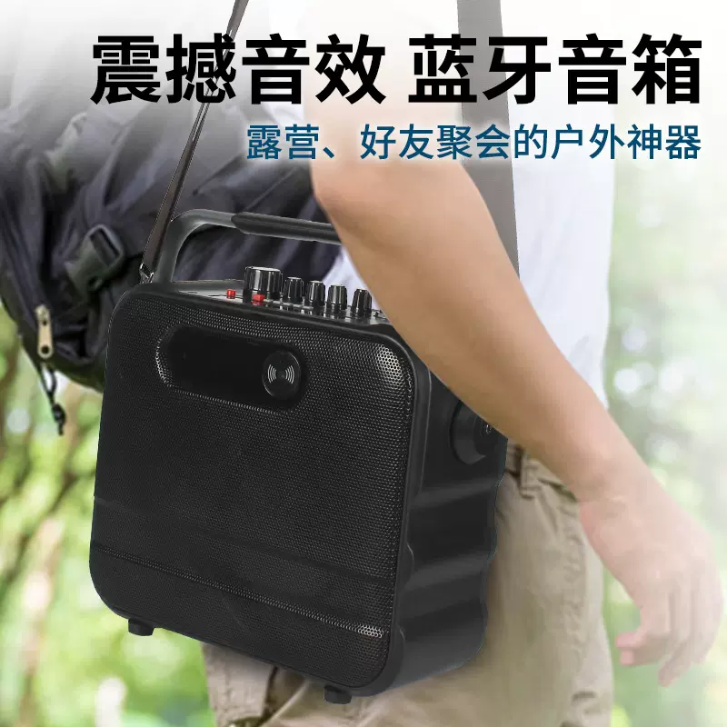 户外露营便携蓝牙音箱 无线麦克风K歌家用音箱大音量广场舞音响