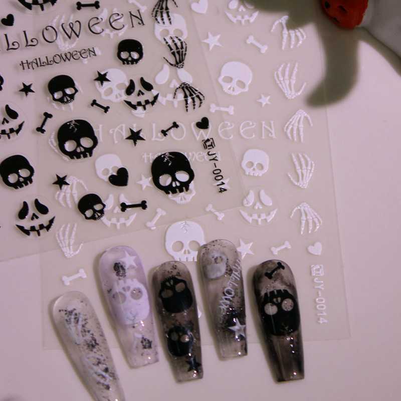 Halloween Pattern Stereo Matte Nail Decoration Decals DIY Self-Adhesive Nail Art Decoration Stickers Lechi Jy-0