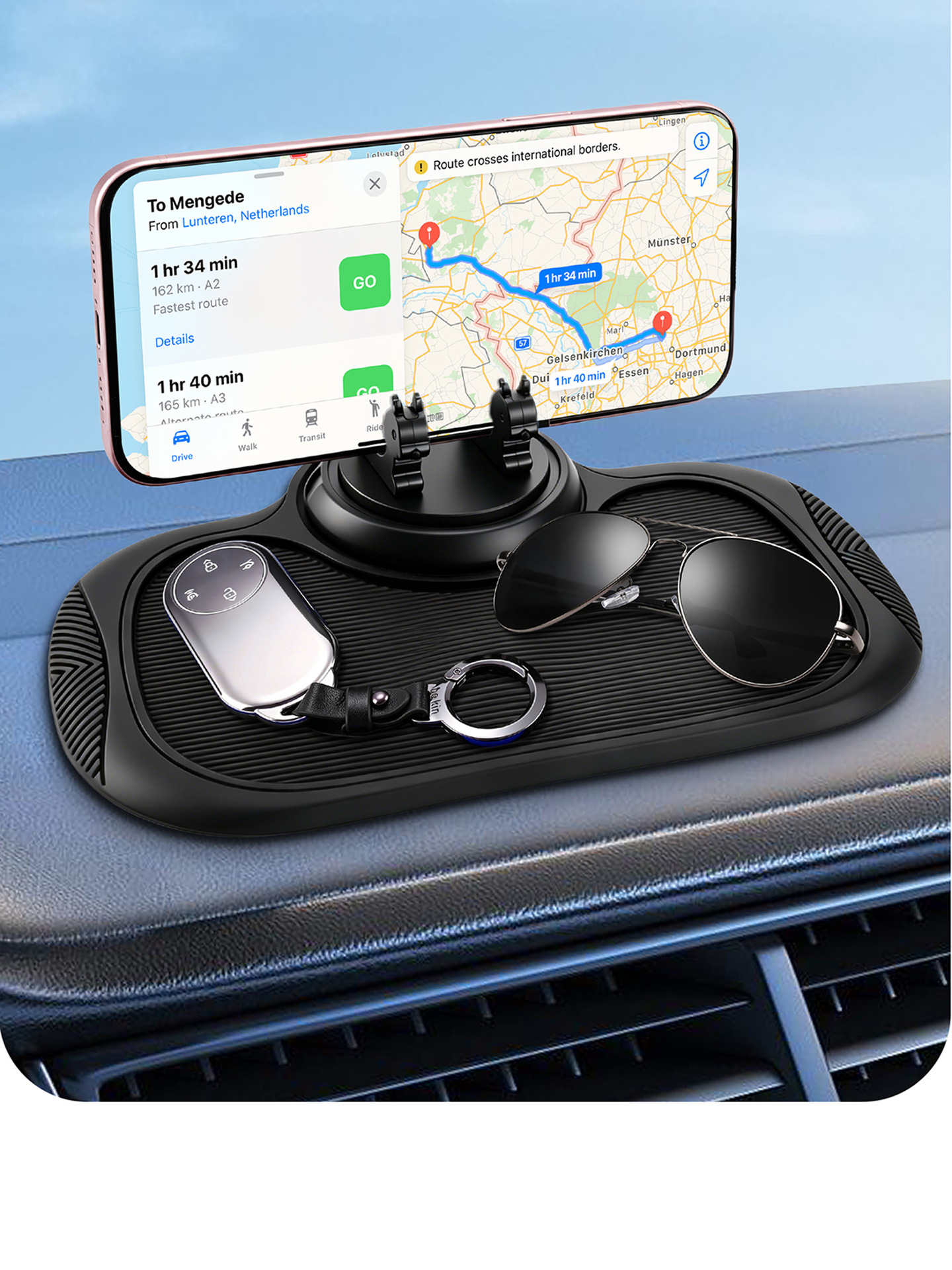 Car anti-slip mat, car navigation phone holder, anti-slip and high-temperature resistant, multifunctional dashboard storage mat