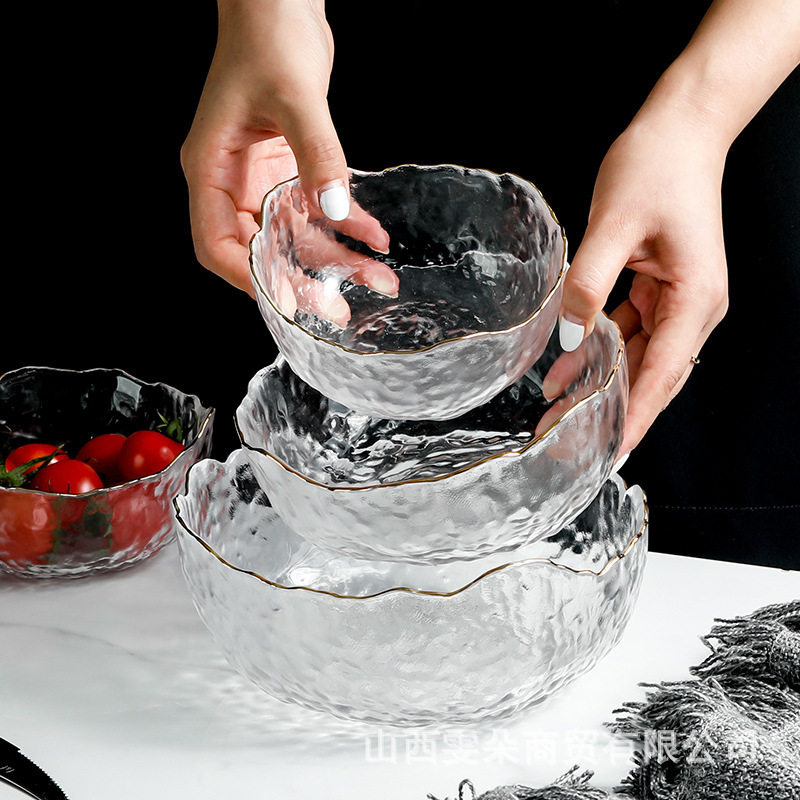 Japanese-style glass bowl Phnom Penh salad bowl transparent fruit plate dessert bowl instant noodle bowl rice bowl tableware household dessert bowl Japanese-style glass bowl Phnom Penh salad bowl transparent fruit plate dessert bowl instant noodle bowl rice bowl tableware household dessert bowl