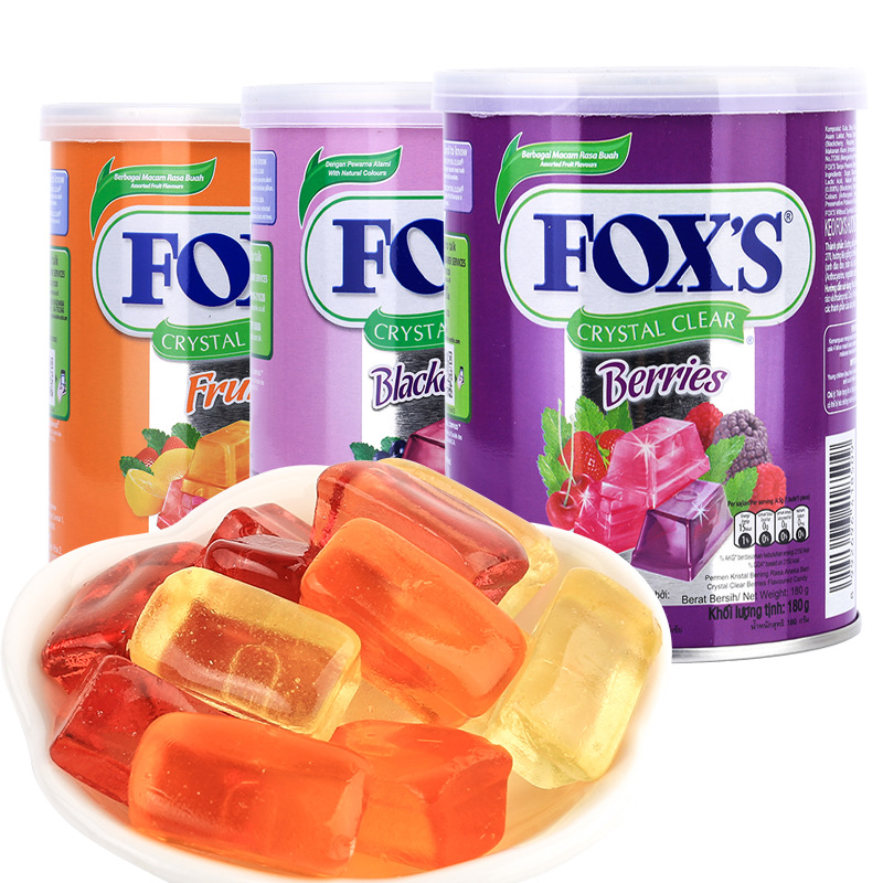 印尼进口FOX'S霍士水晶糖透明糖混合水果味硬糖儿童糖果零食