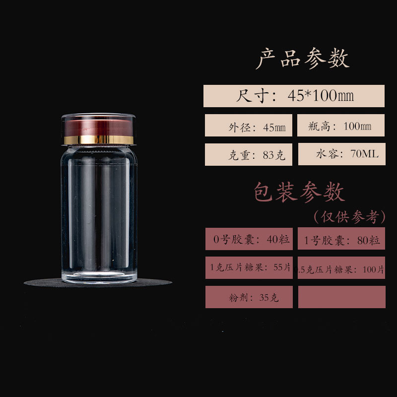 食品级亚克力瓶子虫草粉剂胶囊瓶石斛枸杞西洋参保健品瓶子|undefined