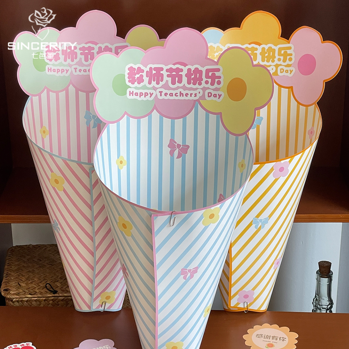 Día del maestro de siete colores cordier pieza de moldeo integral engrosado material de embalaje de flores artesanal diy flor artesanal paquete de flores