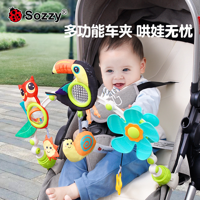 Sozzy Newborn Baby Stroller Attachment Big Bird Baby Carriage Clip Bed Clip Rattles Bed Hang Early Education Toy