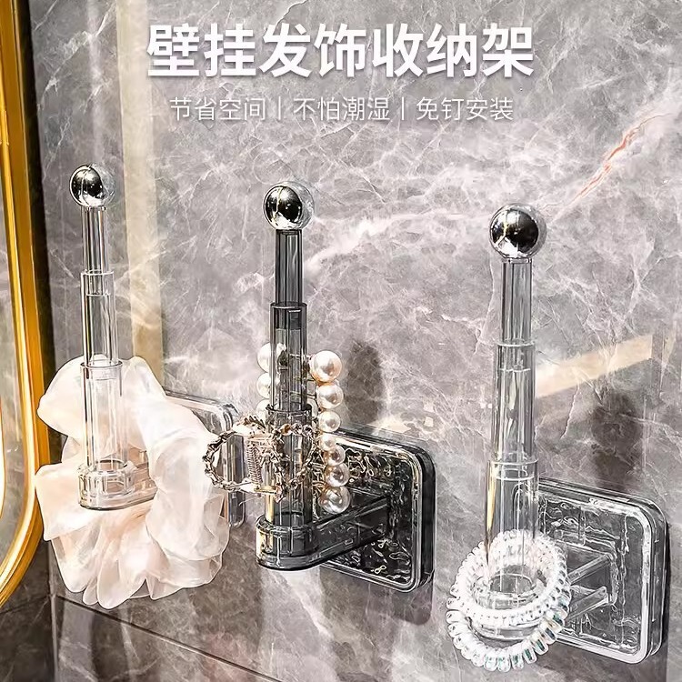 Multi-functional storage rack non-perforated key chain storage rack retractable head rope hair band jewelry hair ring hanger