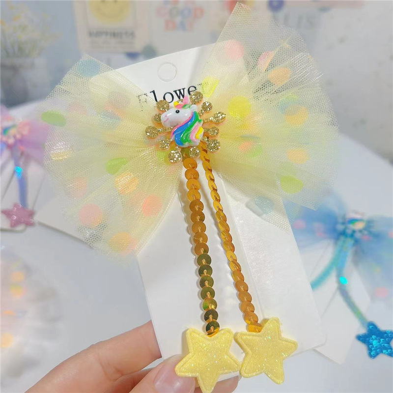 Cute Lady Star Unicorn Gauze Hair Clip display picture 3