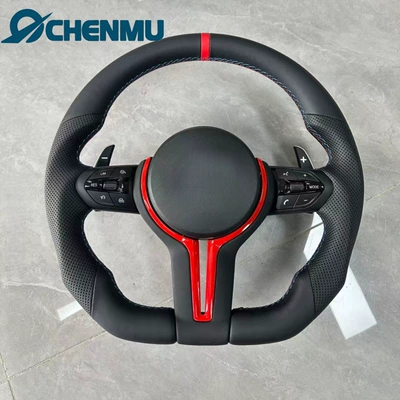 Standard Steering Wheel, Steering wheel - m3-black-frame-flat-bottom-red-back-to-normal-red-y