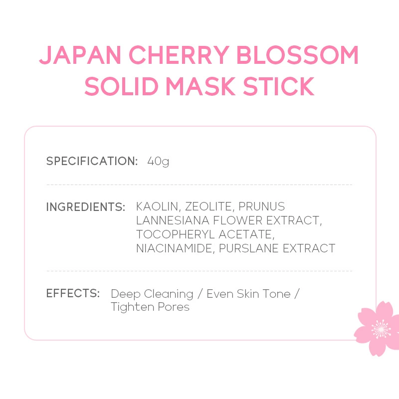 Маска для лица стиком Феньи Cherry Blossom — твердая 40 г, глубокое очищение и стягивание пор