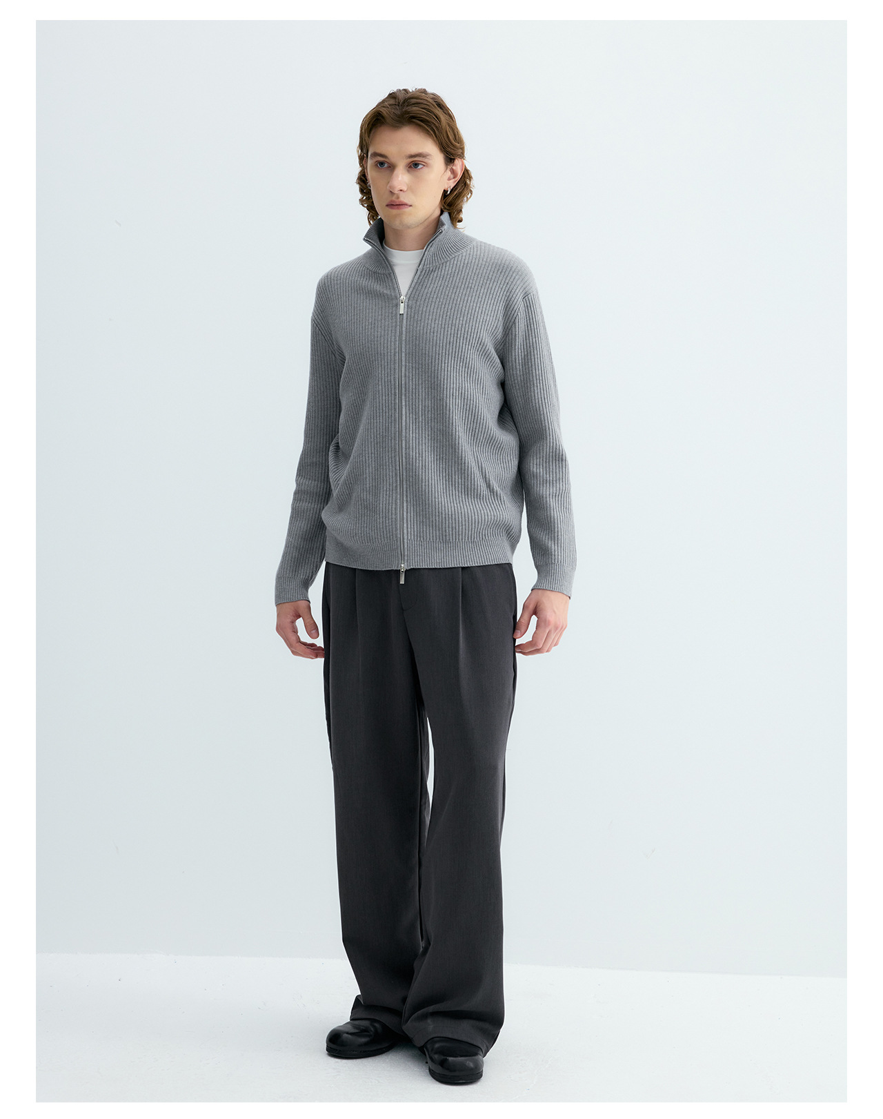 UNF Ribbed Knit Zip-Up Cardigan