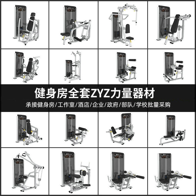 Equipo completo de gimnasio para press de pecho sentado, dominadas de espalda alta y baja, leg fly, remo, equipo comercial de entrenamiento de fuerza