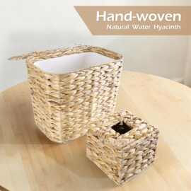 编织垃圾桶手工编织纸巾盒盖套装带盖垃圾篓波西米亚风格装饰收纳