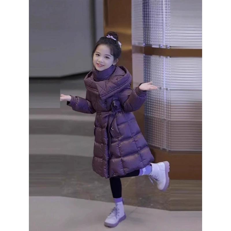 女童棉衣外套冬装2025新款长款加厚羽绒棉服儿童棉袄洋气厂家直销