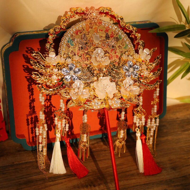 団扇両面古典的な2色の花嫁への結婚祝い手作りDIY素材パッケージ重工業ウェディングファン完成品|undefined