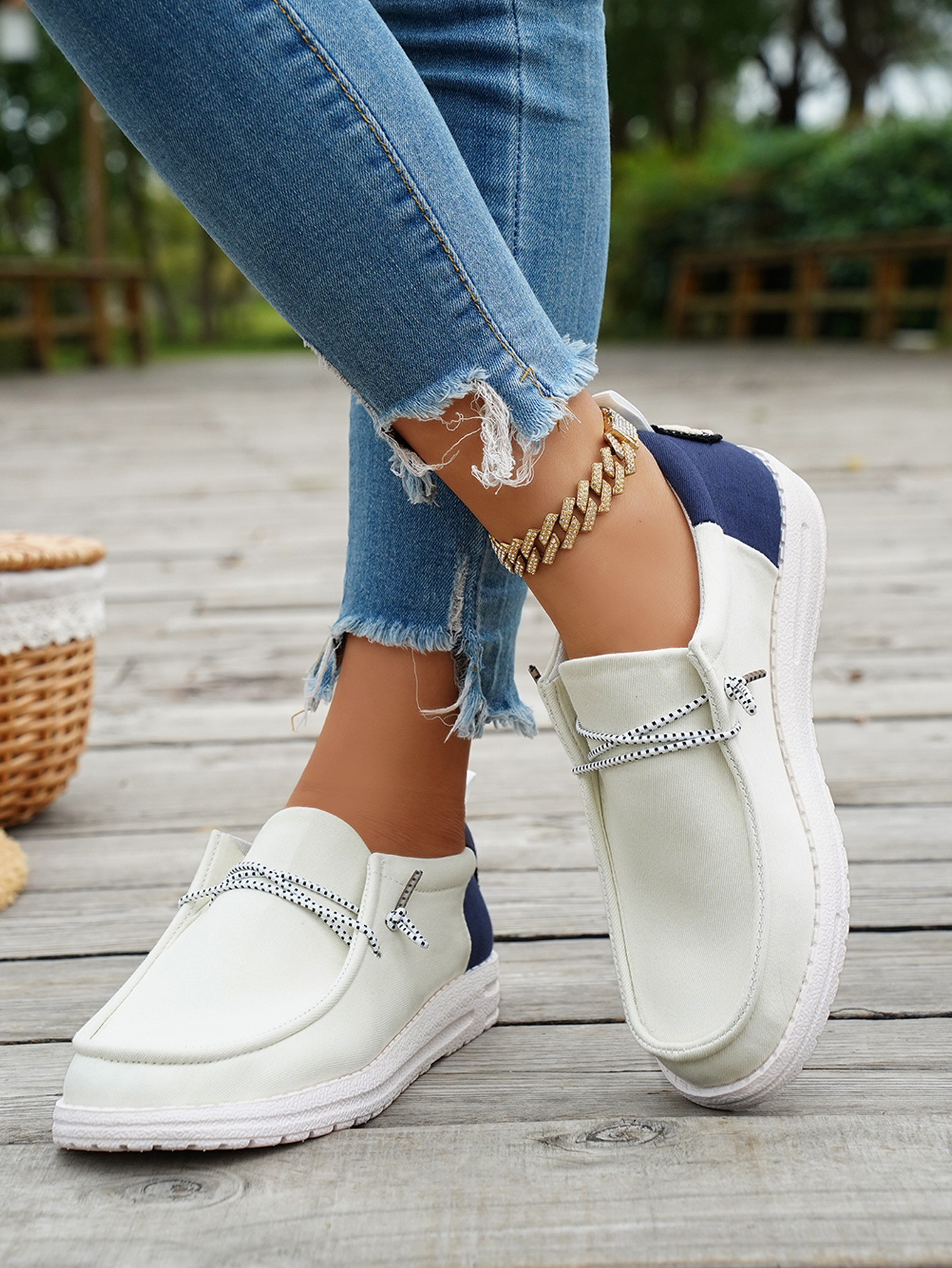 Dames comfortabele instappers color block platte nette schoenen_voghion.com
