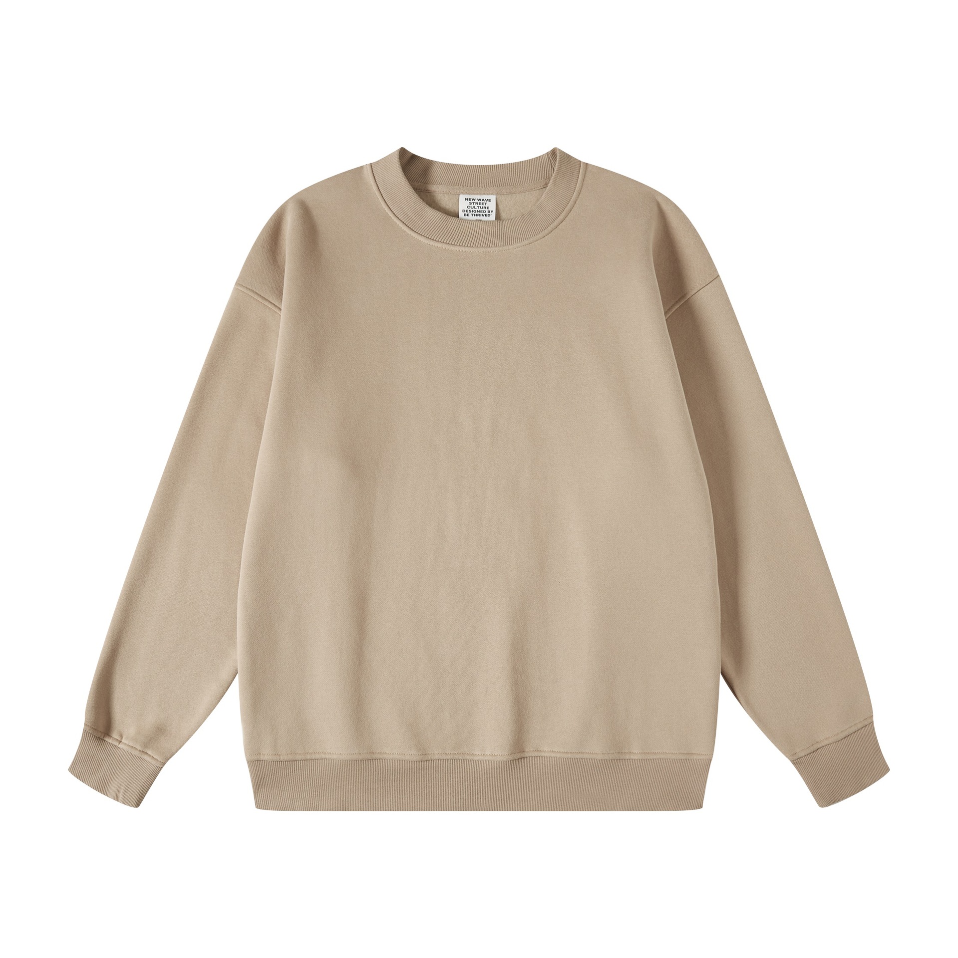 Sweat-shirt à col rond pour homme de marque décontractée et ample en velours 345 g plus couleur unie_voghion.com