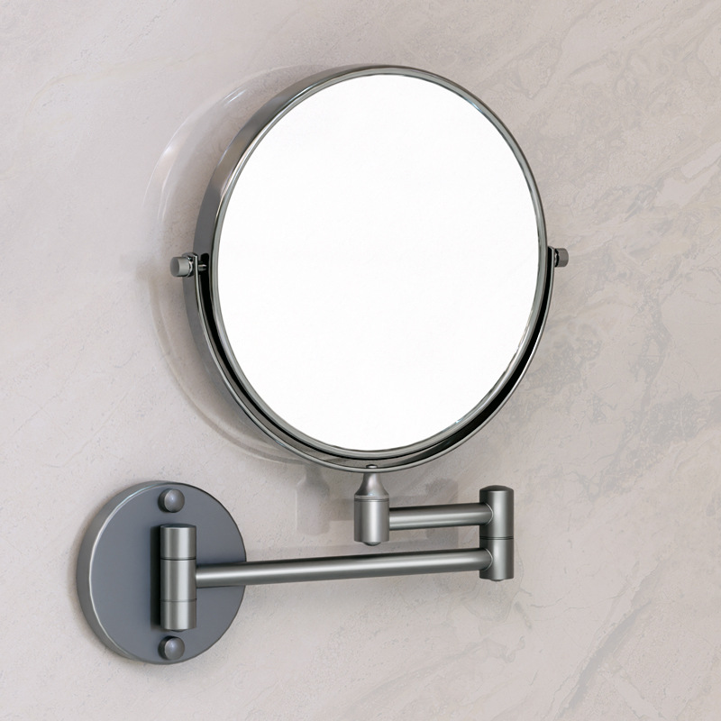 Reusable mirror without punching holes, retractable, foldable, rotating double-sided bathroom wall-mounted magnifying beauty mirror for hotels
