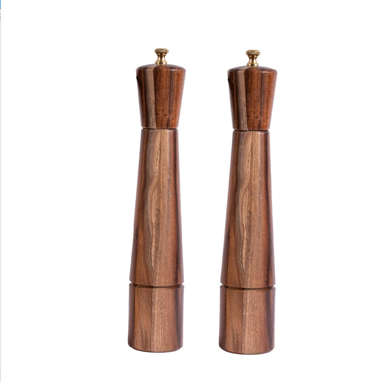10 pulgadas de Acacia madera molino de pimienta manual de espesor ajustable molinillo de pimienta cocina condimento botella molinillo