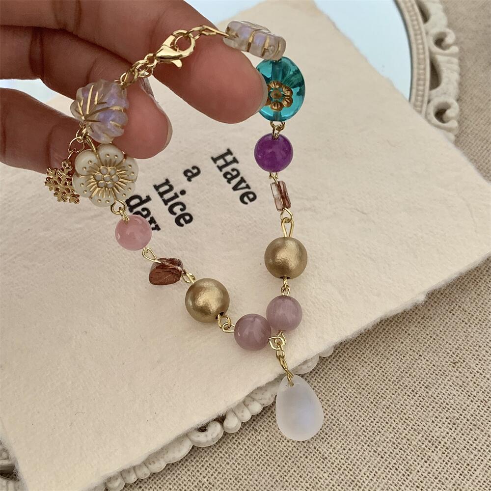 Resin Pendant Material IG Style Sweet Leaf Flower Acrylic Alloy Resin Lobster Trigger Clasp Closure Chain & Link Bracelets Wholesale