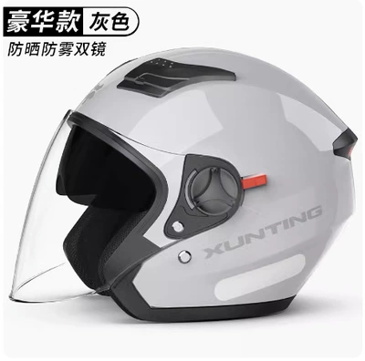 and Women, Autumn and Winter Warm | Motosiklet kaskı (dəbilqə) - 729-luxury-gray-sunscreen-double-mirror-removable-ear-lining-category-b-new-national-standard-gb811-2022