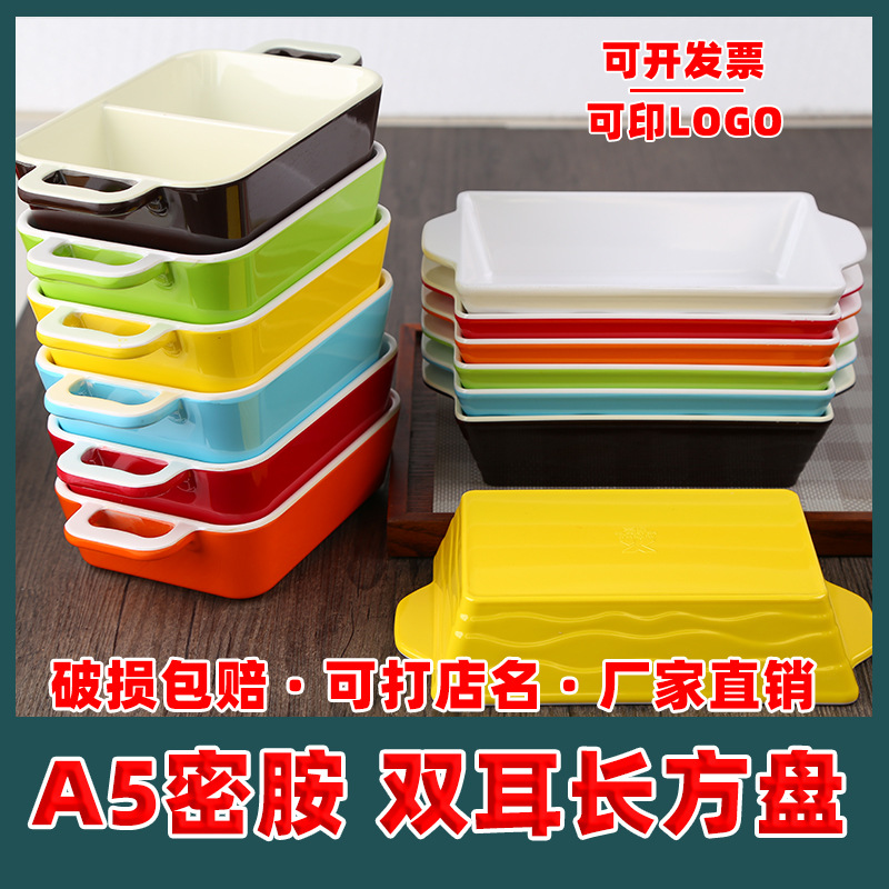 Colorful double -color disk without bone grilled fish rice plate