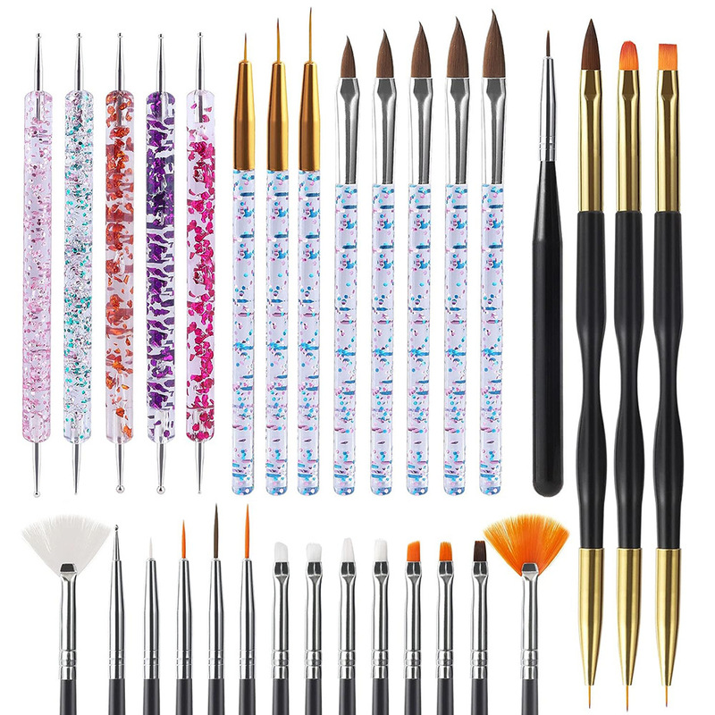 32 Pc Nail Brush Set UV Gel Nail Brush Acrylic Pen Drill Point Drill Carved Painting Flower Gradient Pen Set 32 Pc Nail Brush Set UV Gel Nail Brush Acrylic Pen Drill Point Drill Carved Painting Flower Gradient Pen Set