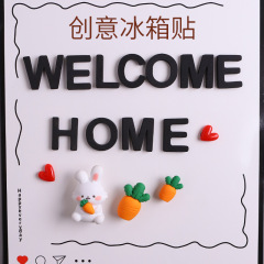 创意字母冰箱贴love卡通动漫我爱我家Welcom兔子冰箱贴入户门装饰