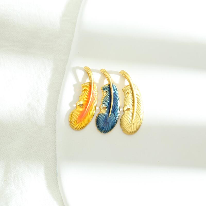 Xizang Wen Play Accessories Xizang Series New Feather Copper Pendant DIY Bracelet Accessories Pendant Bulk Beads Wholesale