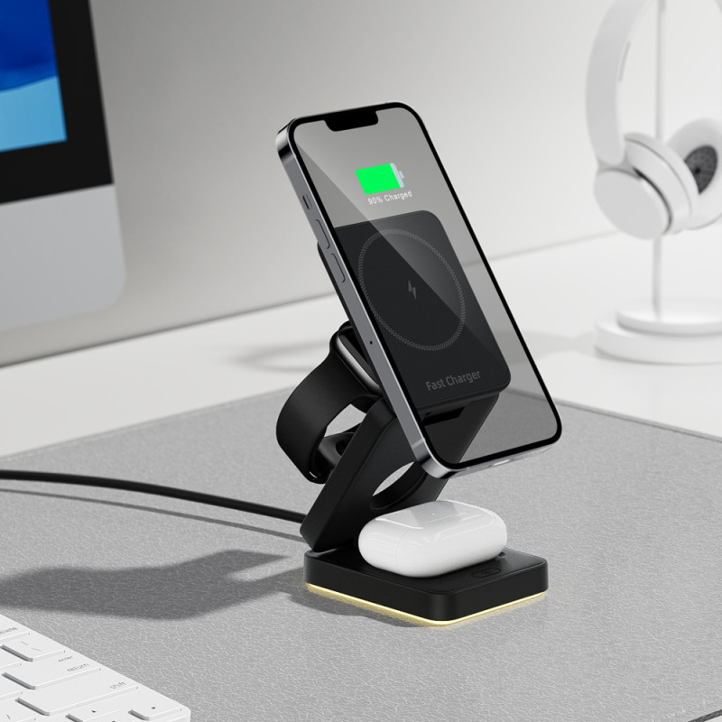 クロスボーダースリーインワンワイヤレス充電器折りたたみ式磁気ワイヤレス充電器、Appleワイヤレス充電器ワイヤレス急速充電スタンドに最適|undefined