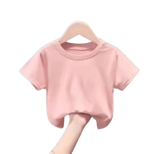 Pure Color Children's T-Shirt Primary School Graduation Class Uniform Kindergarten Parent-Child Sports Meeting Short-Sleeved Activity Uniform Printed with Logo