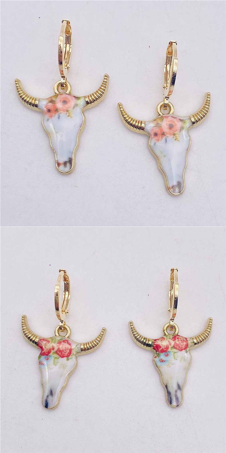 1 Pair Quantity 1 Pair Casual Retro Simple Style Cattle Metal Drop Earrings