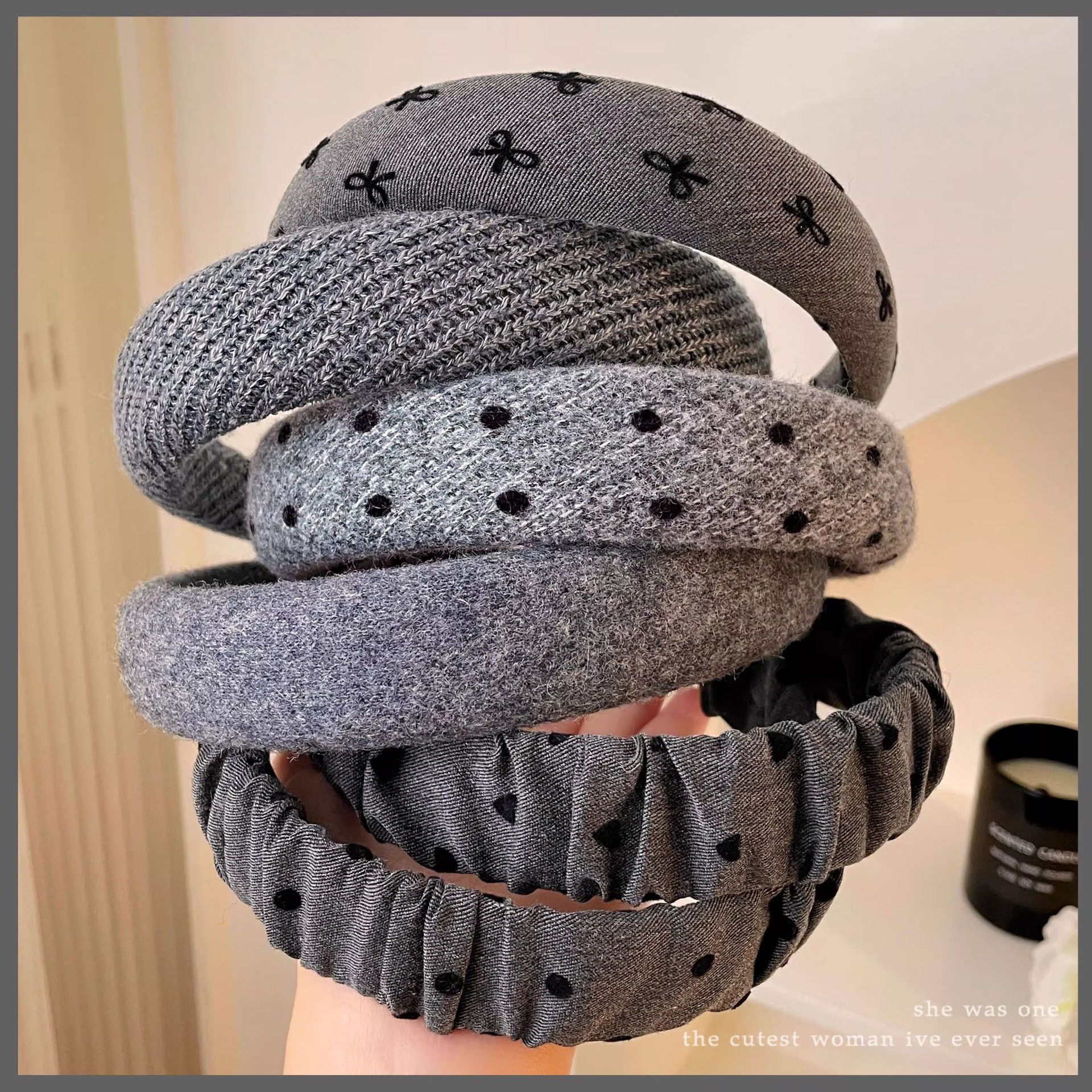 Gray arco de cabello para mujeres fuera de lavarse la cara de la prensa cabello de cabeza de cabello de cabello de cabeza de cabello de cráneo alto toque de cabello