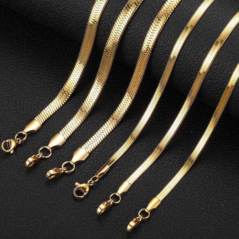 10g Weight 0.03µm-0.05µm Gold Plating Thickness PVD Coated Gold Plating Process Hip-Hop Solid Color Stainless Steel Plating Unisex Necklace