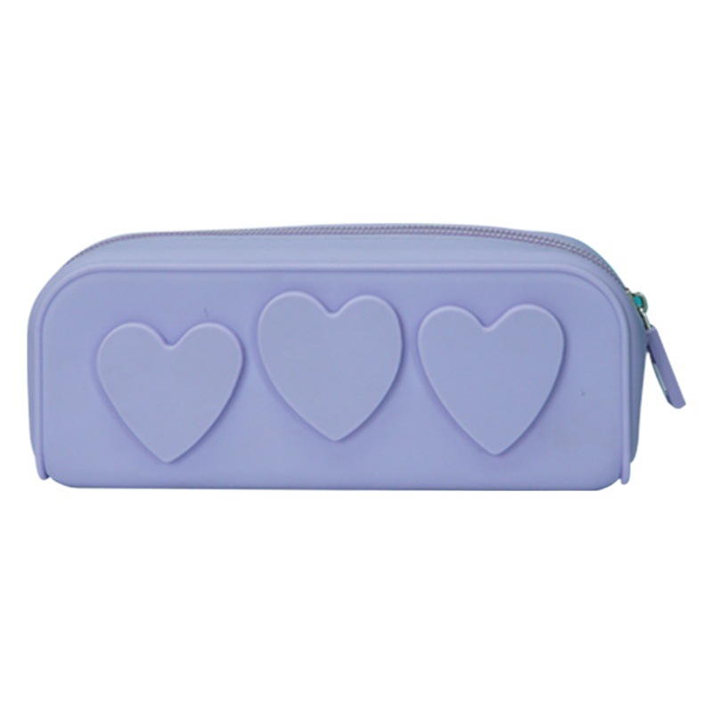 Love Silicona Estuche para lápices Estuche para almacenamiento de belleza Estuche para papelería Bolso de almacenamiento para viajes de ocio al aire libre Logotipo portátil