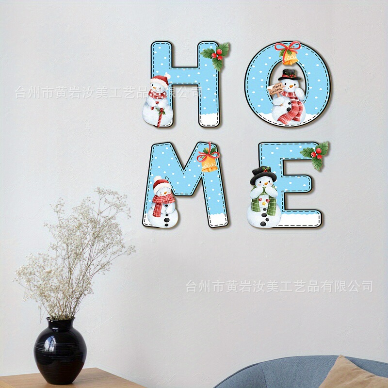 跨境圣诞节木质挂件围巾雪人home字母客厅卧室门墙壁艺术装饰挂件|undefined