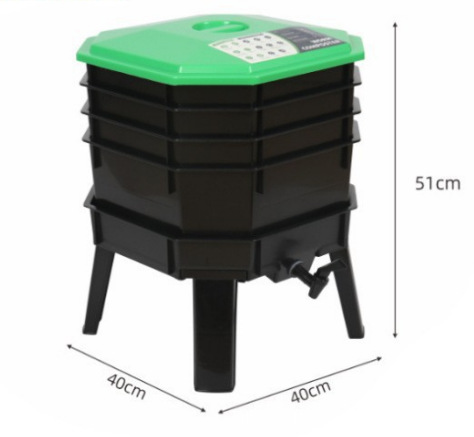 Cubo de compostaje de lombrices de tierra verdes
