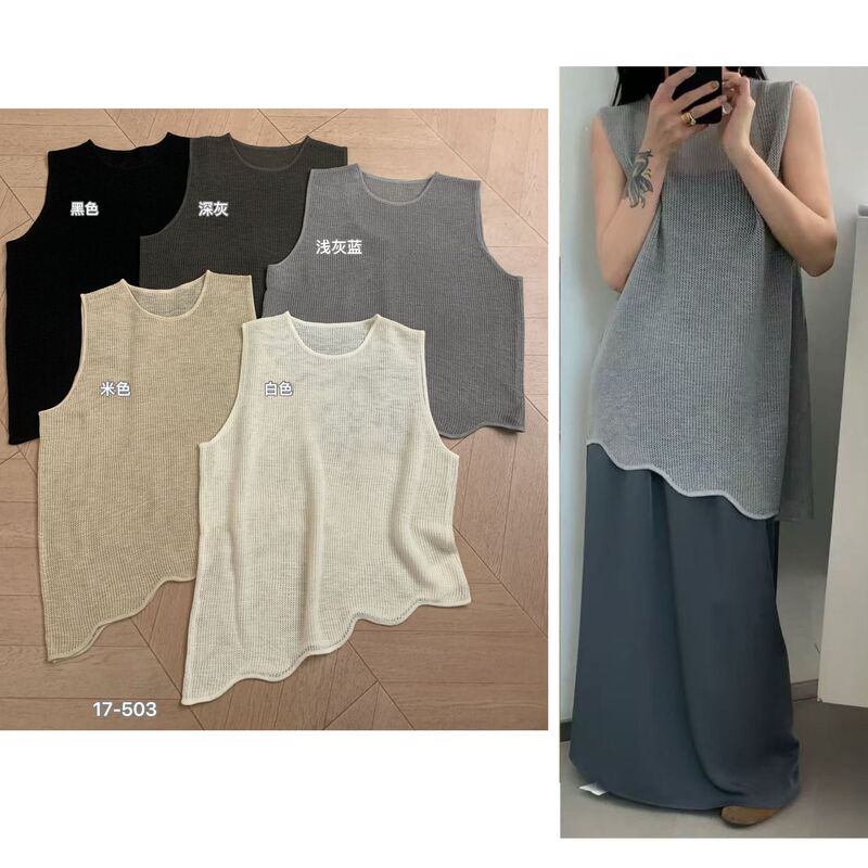 Clothing Number Homemade South Korea Lace Linen Vest Designer Blouse Women's Outer Wear Loose Retro Art 2025 Spring and Summer