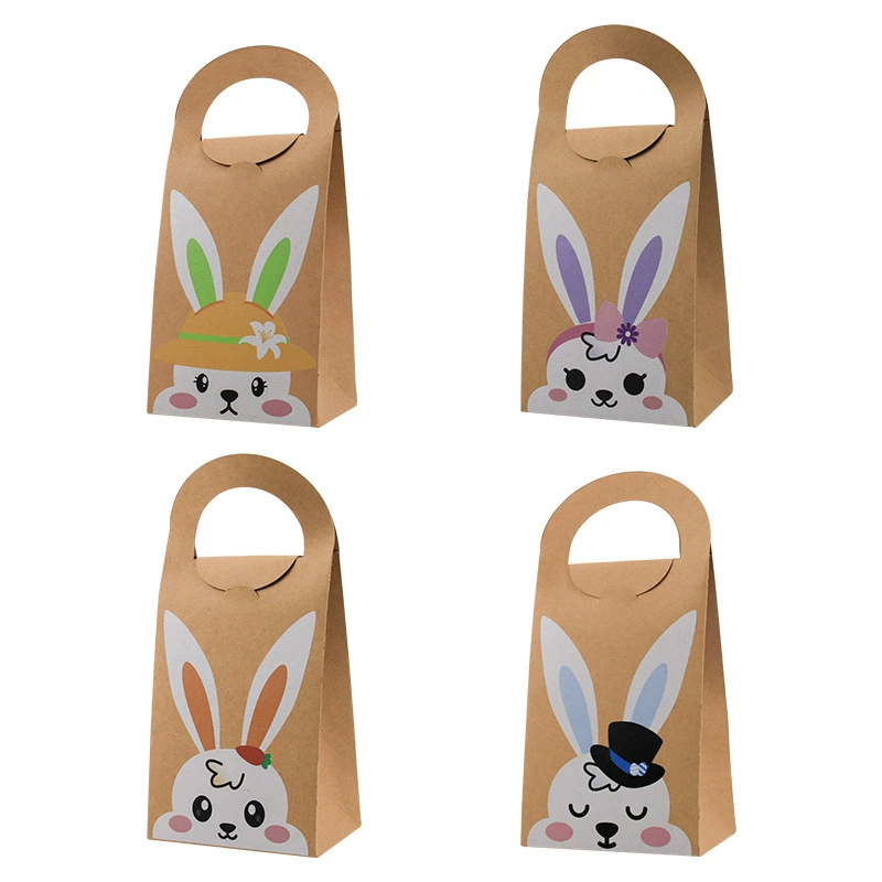 Пасхальный кролик подарок кожаный бумажный пакет с ручкой для вечеринки конфеты коробка для печенья мешок для упаковки