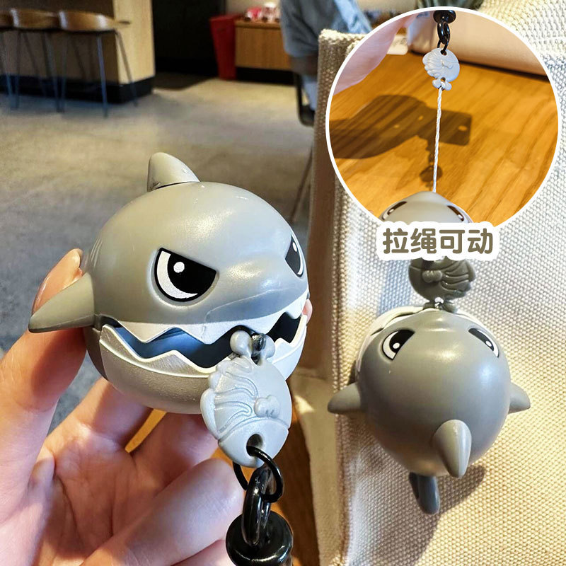 Creative pull thread teeth shark car keychain exquisite cute cartoon small toy student schoolbag pendant small gift