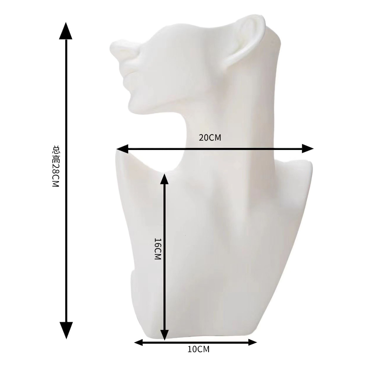 Half-Face Mannequin Head Model Jewelry Mannequin Plastic Fake Necklace Women's Earrings Photo Props Photography Props Mannequin Head