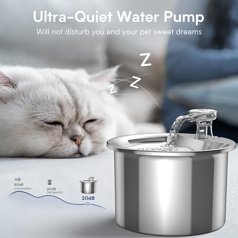 Pet todo el acero inoxidable agua potable filtro elemento inteligente inducción gato agua potable carbón activado filtro algodón filtro pelo de gato image 3
