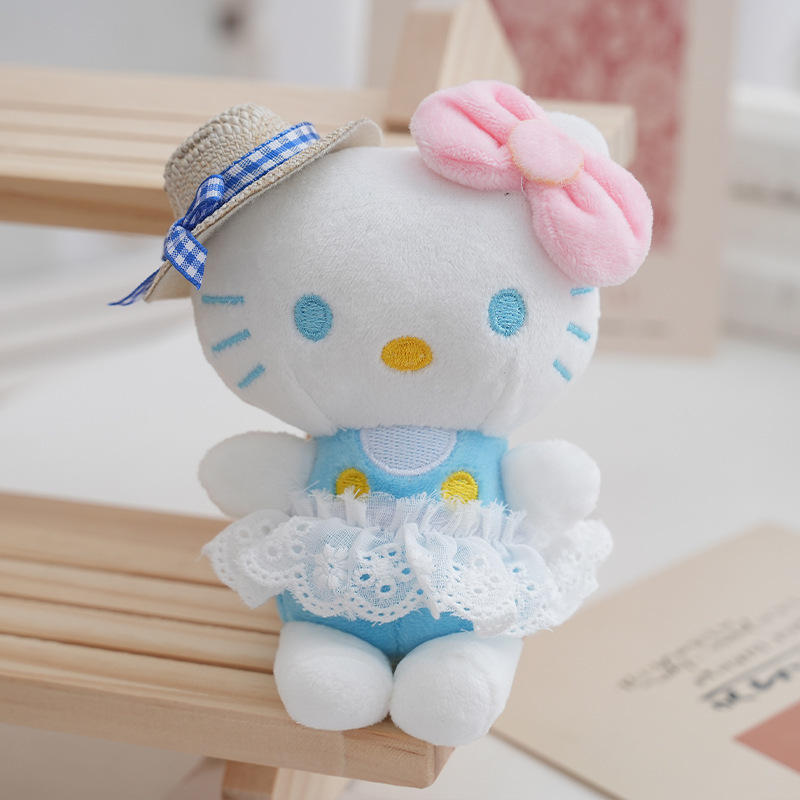 新品马卡龙草帽款猫咪毛绒公仔玩偶书包挂件娃娃钥匙扣挂饰礼品|undefined